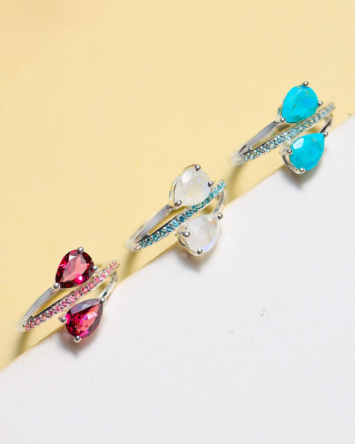 YoTreasure Moonstone London Blue Topaz Rhodolite Garnet Tourmaline Turquoise Swiss Blue Topaz 925 Sterling Silver Engagement Ring - Elegant Wedding, Anniversary & Proposal Jewelry for Women