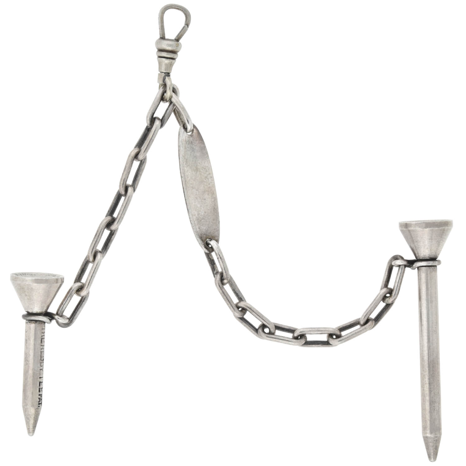 Vintage Sterling Silver Reddy Tee Golf Motif Watch Fob with Chain - Antique Golf Accessory for Collectors & Watch Enthusiasts | Perfect for Golf-Themed Gifts & Vintage Style Watches
