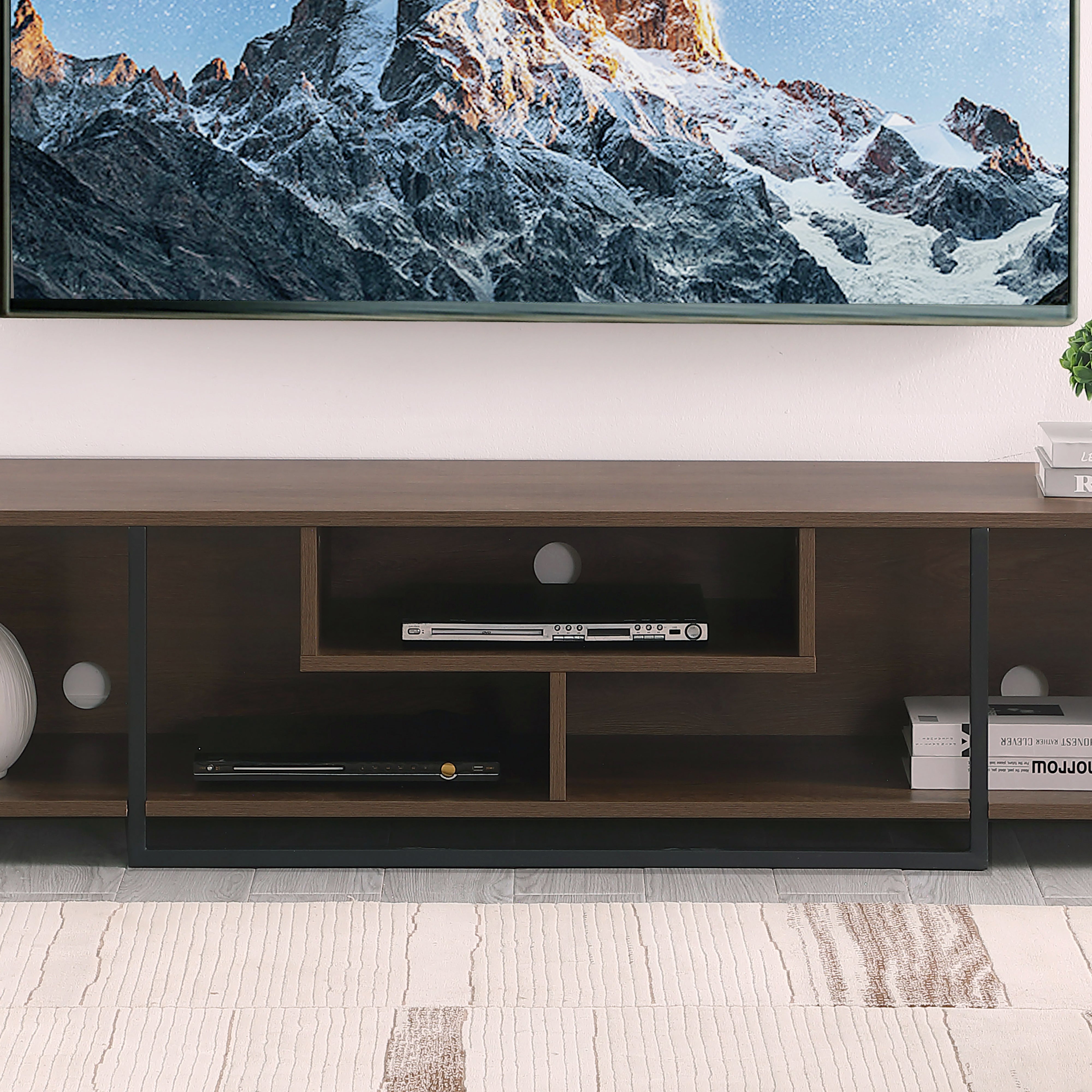 Tauris™ Vader 1800 Dark Oak Open Style Entertainment Unit TV Cabinet - Modern Media Console for Living Room Home Theater Setup