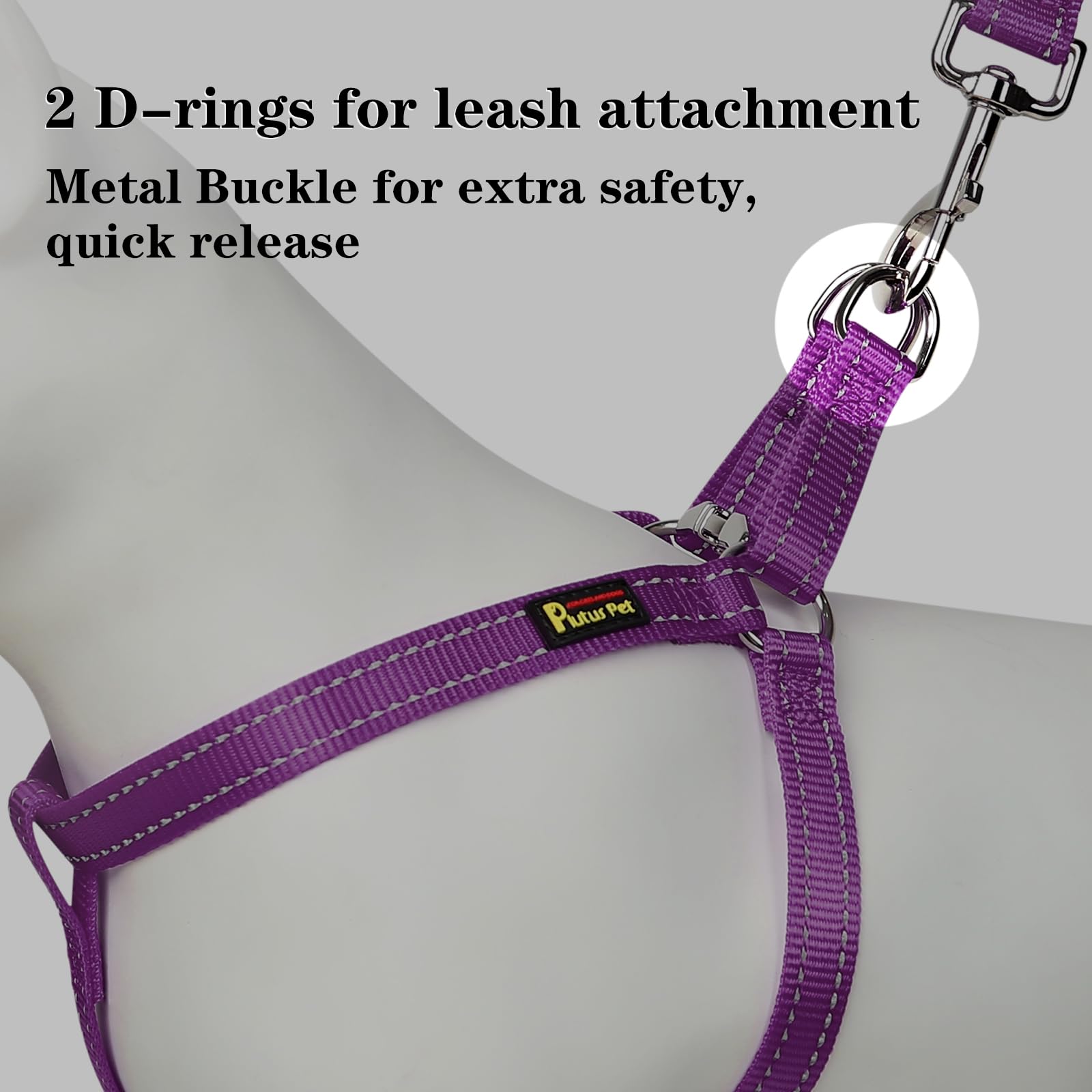 Plutus Pet Step-in Dog Harness - Reflective Adjustable Dog Vest with Metal Buckles for Small Medium Large Dogs - Quick Fit Secure Puppy Harness in Purple Size S - Perfect for Walking Running Hiking Training