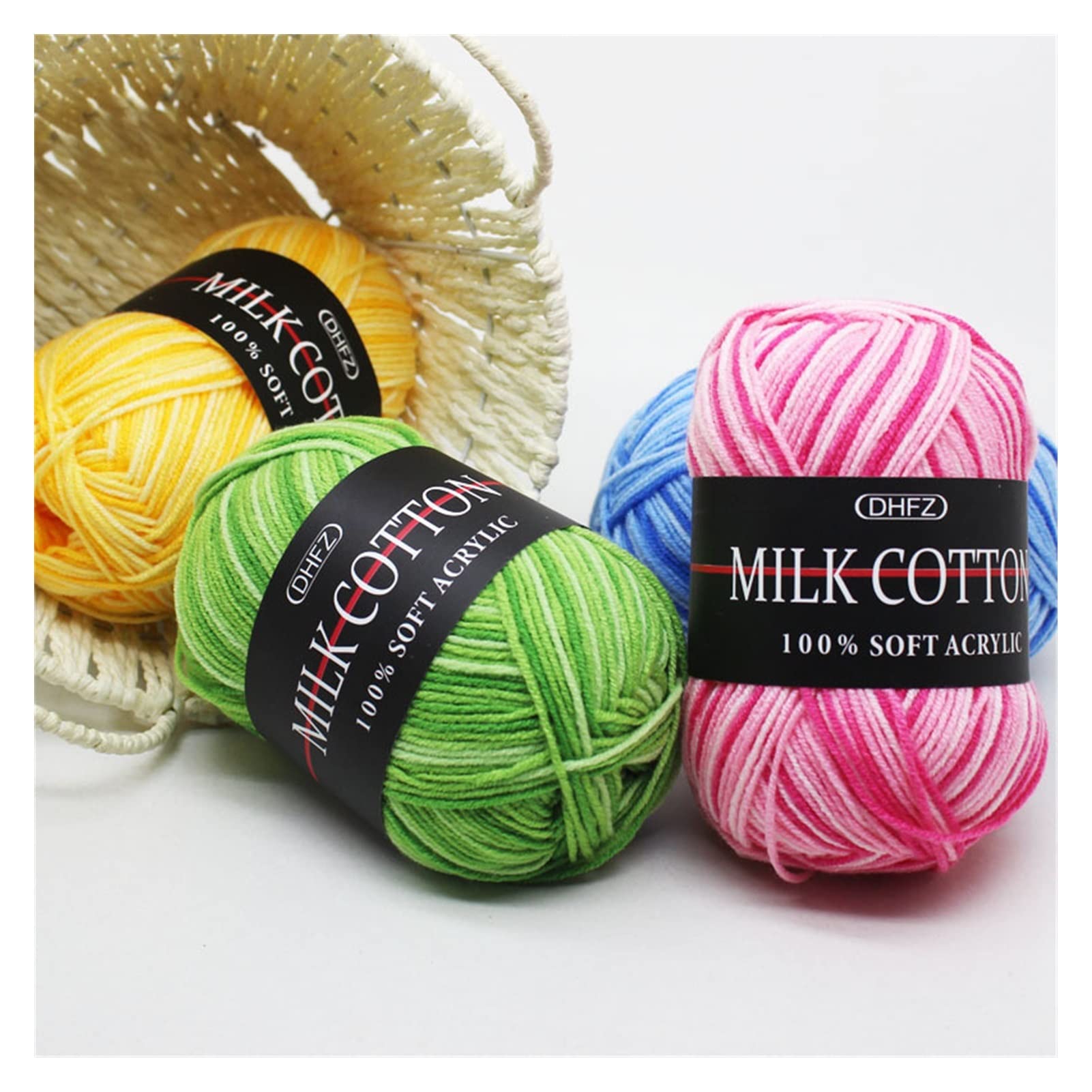 Premium Soft Cotton Baby Crochet Yarn Kit - Hand Knitting Wool for DIY Sweaters, Blankets & Baby Clothes | Milk Sweet Thick Fiber Threads (Color 6) - Perfect for Crochet Beginners & Craft Lovers