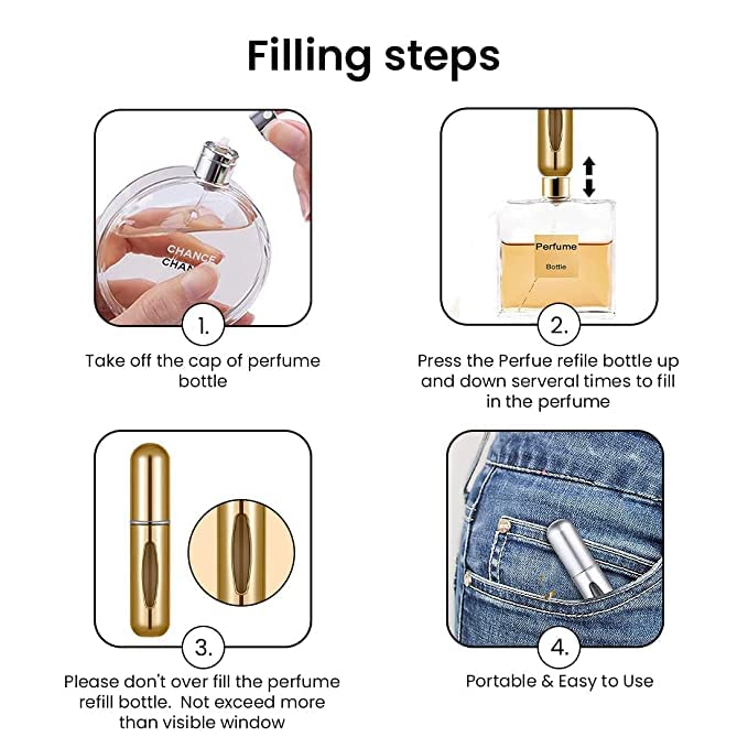 5ml Portable Refillable Travel Perfume Spray Bottle - Mini Perfume Atomizer for Women & Men, Leak-Proof Empty Fragrance Container for Gym, Office, Travel & On-The-Go Use (1 Pack)