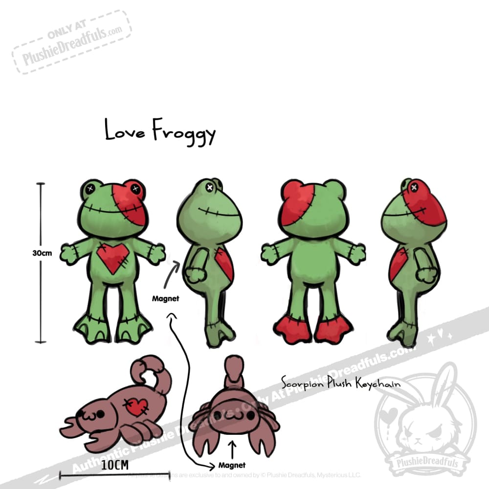 Plushie Dreadfuls Love Frog Stuffed Animal - Soft Cuddly Plush Toy for Kids, Valentine's Gift & Anxiety Relief Companion | Perfect for Bedtime, Gifts & Emotional Support