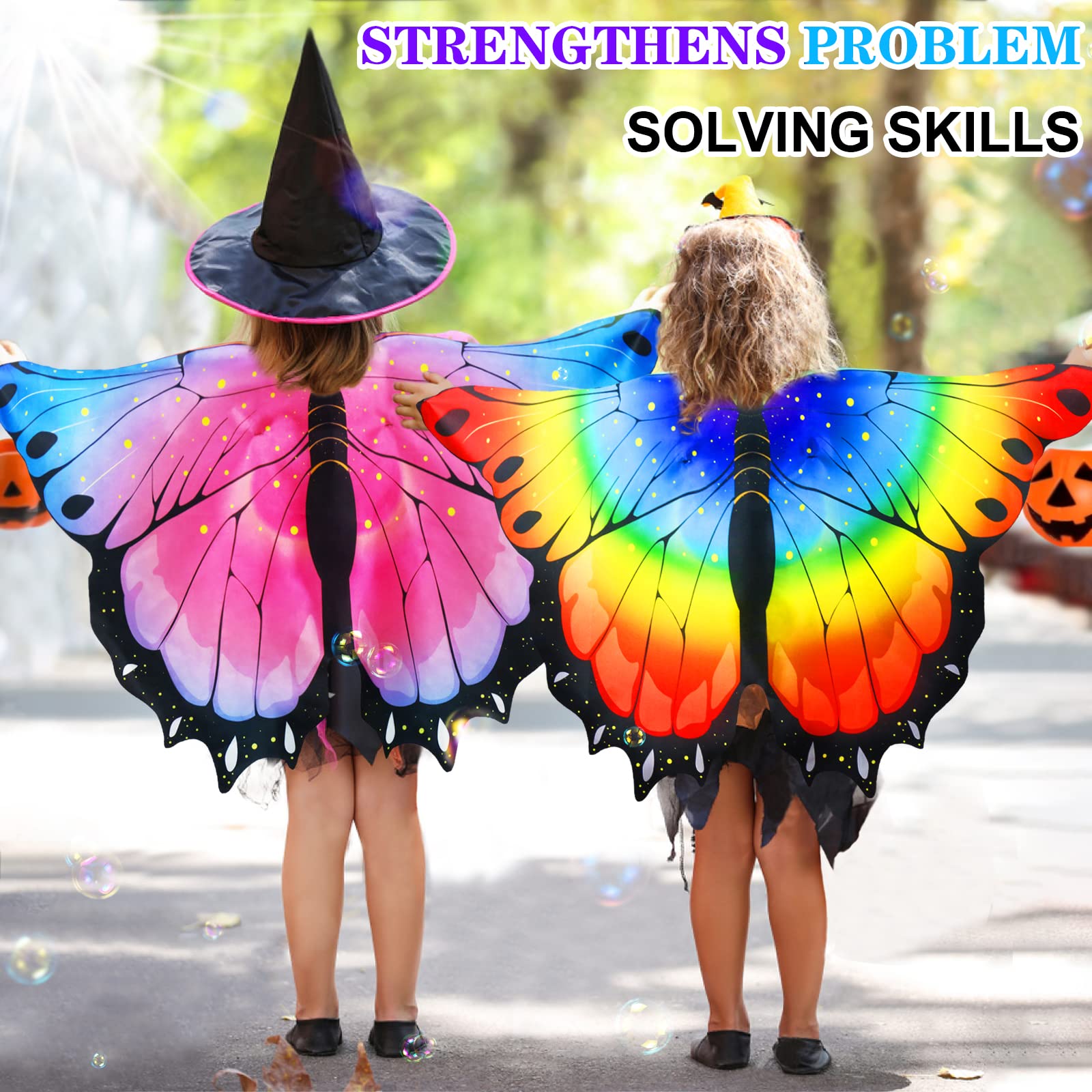 iROLEWIN Kids Butterfly Wings Costume - Dress Up Wings for Girls & Boys, Toddler Pretend Play, Bug Costume Accessories, Party Favors - Perfect for Halloween, Birthday Parties & Dress-Up Play