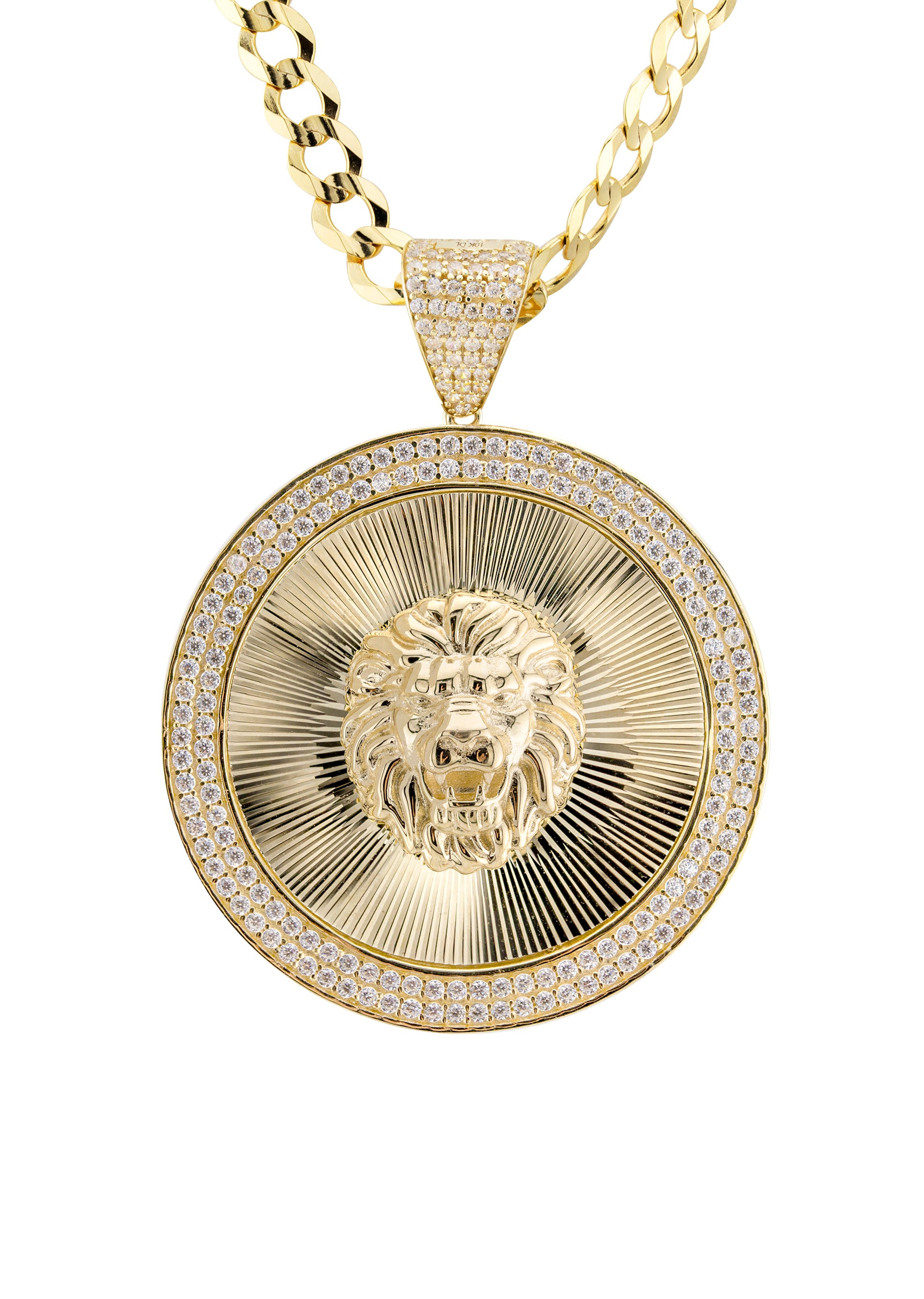 10K Yellow Gold Round Lion Head Necklace for Women - 7.6 Inch Chain, 21.6 Grams | Elegant Jewelry Gift for Birthday, Anniversary & Special Occasions