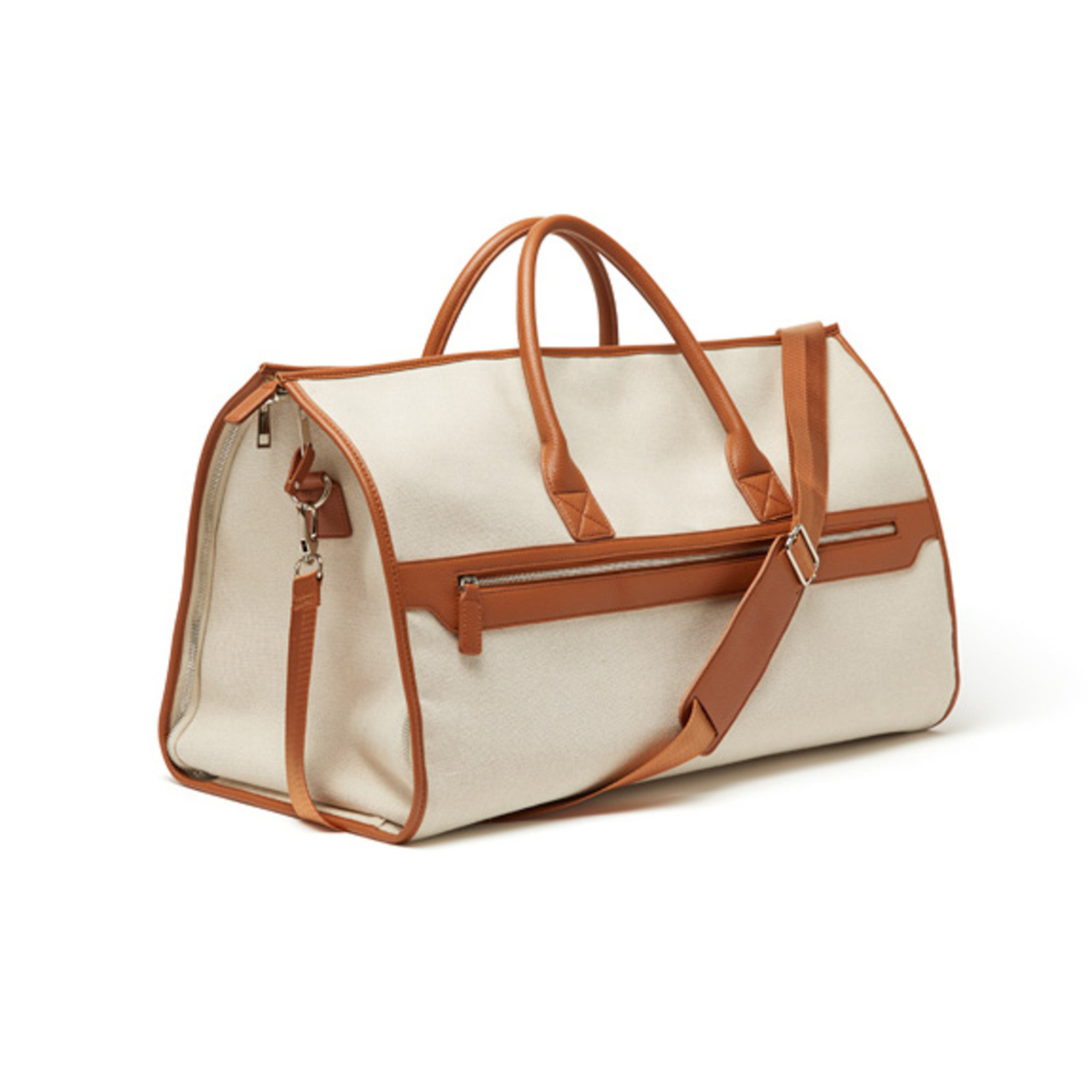 Brown & White Capri 2-in-1 Garment Bag - Travel Suitcase & Wardrobe Organizer for Business Trips & Vacations
