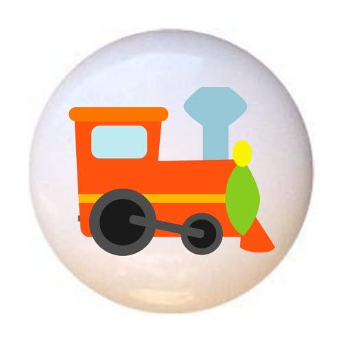 PP Kids Transportation Vehicles Ceramic Drawer Pulls - Train Engine Design Cabinet Knobs for Children's Room Decor | Nursery, Dresser, Cupboard Hardware