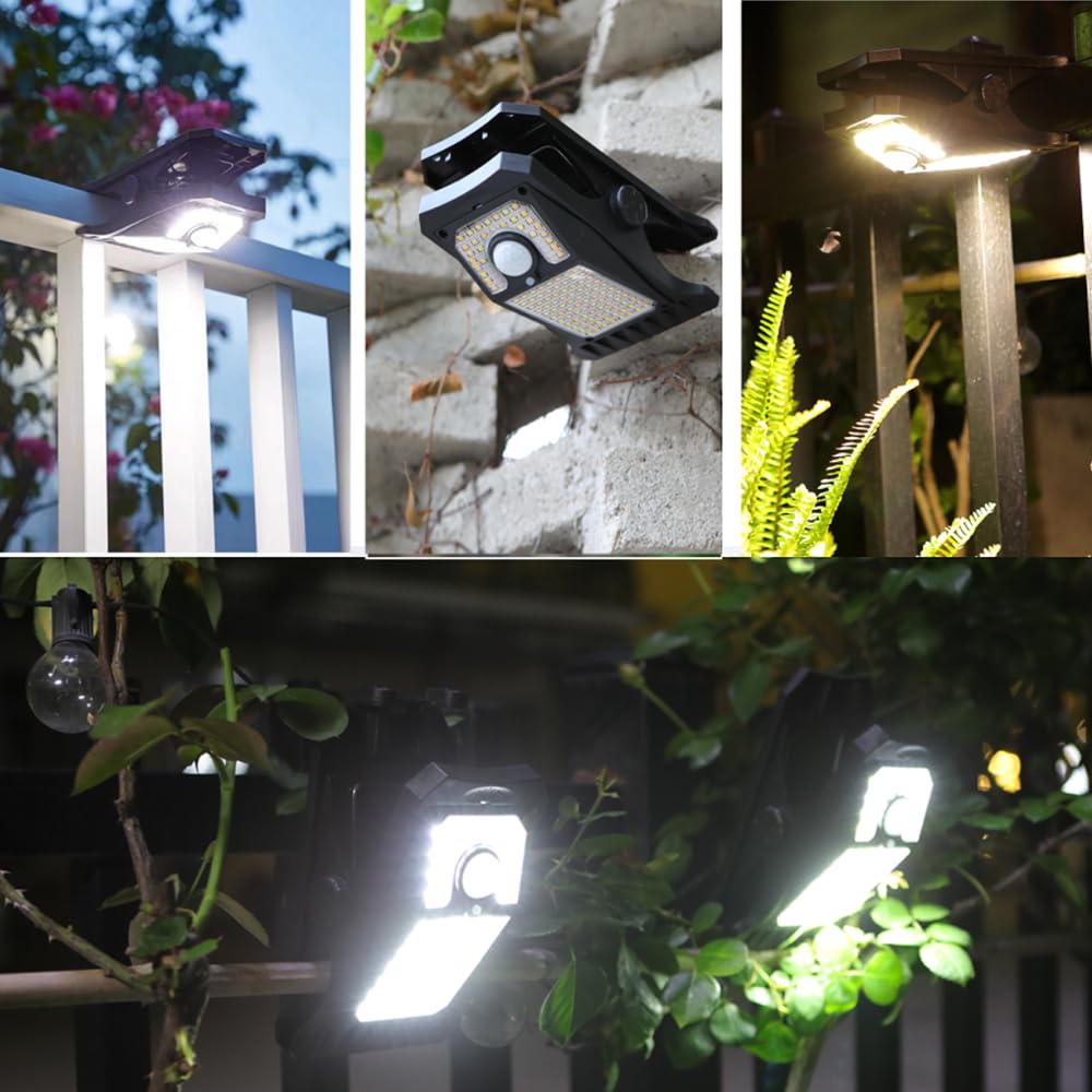 Clip on Solar Lights Outdoor - 3 Light Modes, 118 LED Solar Powered Fence Lights with Remote Control & Motion Sensor - Waterproof for Patio, Wall, Gutter, Camping (2 Pack) - Perfect for Backyard, Garden, Pathway & Outdoor Decor