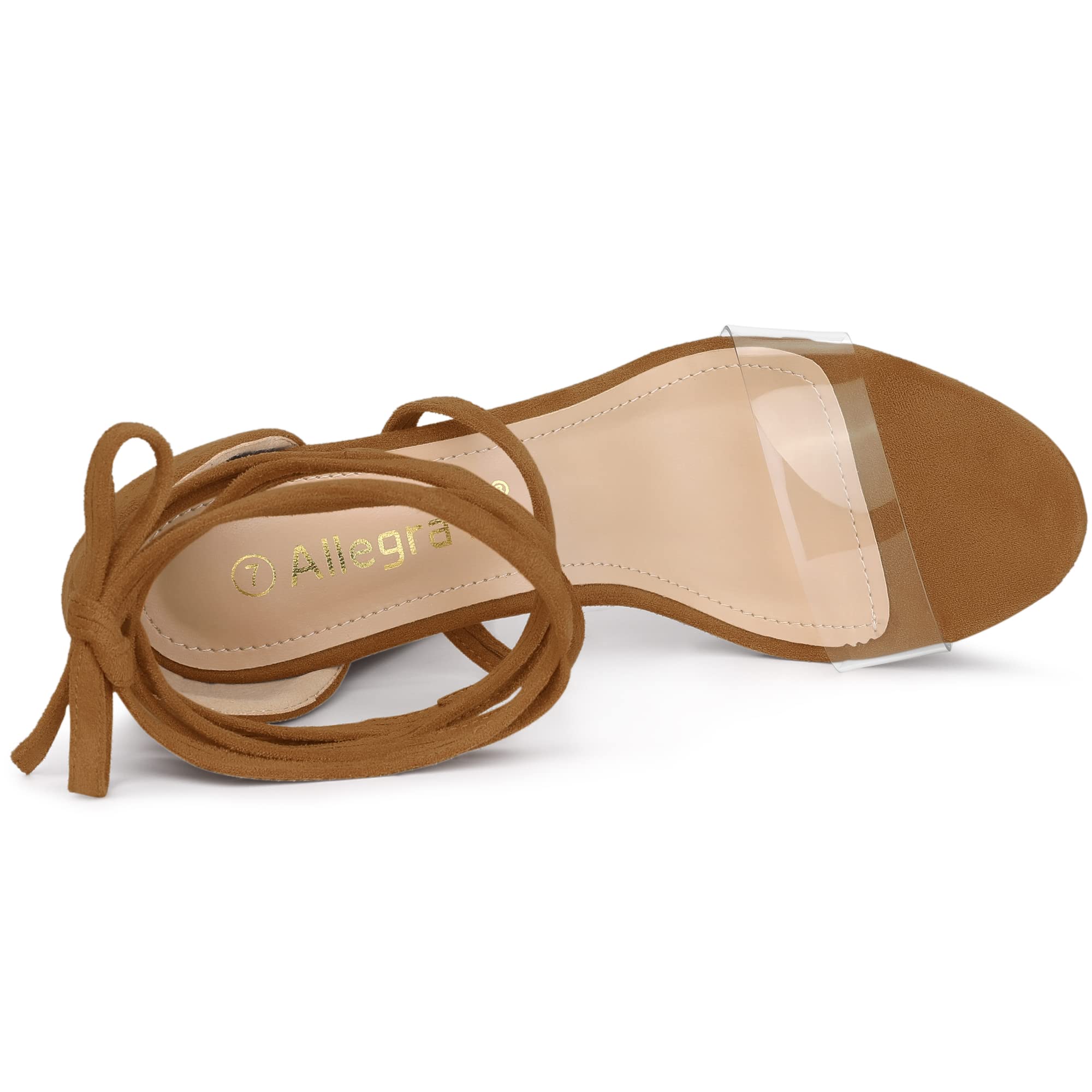 Allegra K Women's Chunky Heel Lace-Up Platform Sandals - Clear Transparent Summer Shoes for Weddings, Parties & Night Out