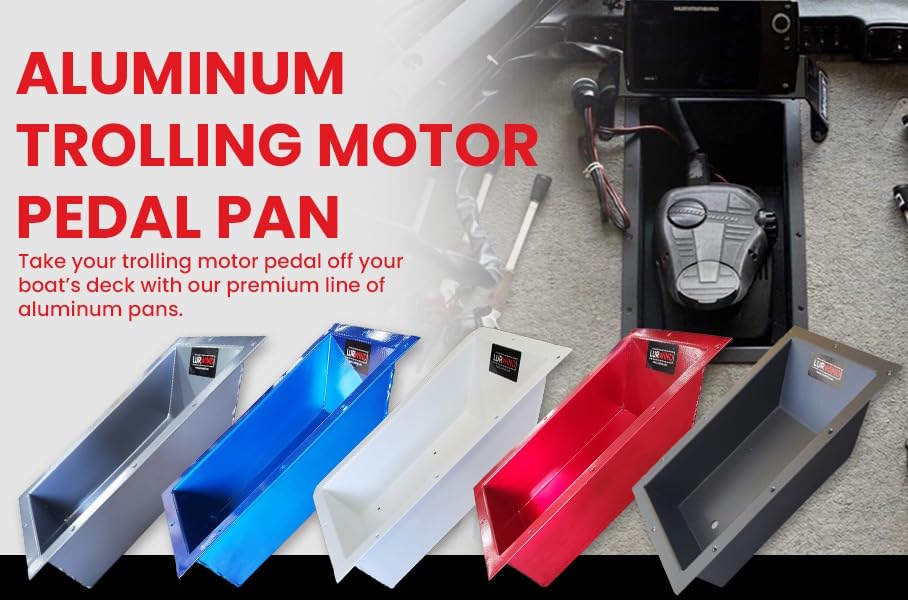 Lurwind Recessed Trolling Motor Foot Pedal Tray - Red Powder-Coated Aluminum, 19.375