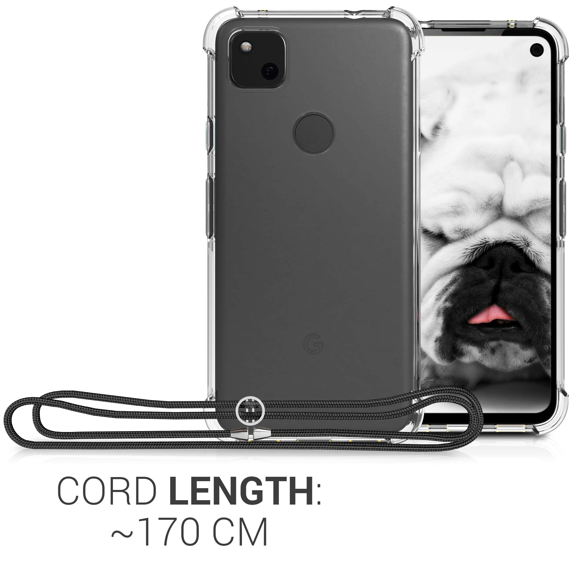 kwmobile Clear TPU Case for Google Pixel 4a with Lanyard - Slim Crossbody Phone Cover for Daily Use & Travel