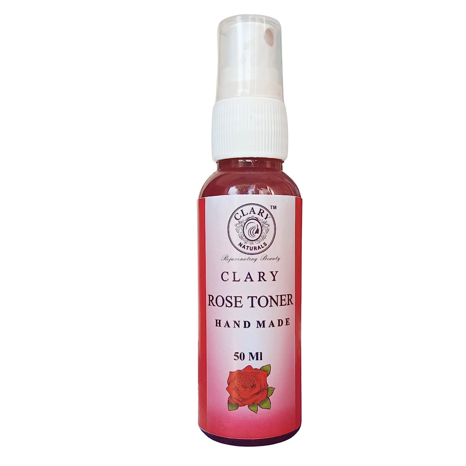 Clary Naturals Rose Face Toner for Youthful Skin - Tightens Pores & Promotes Healthy Glow | 100% Natural, Alcohol-Free, Paraben-Free (50ml) | Hydrating Facial Toner for Normal to Dry Skin | Perfect for Daily Skincare Routine & Post-Cleansing Refreshment