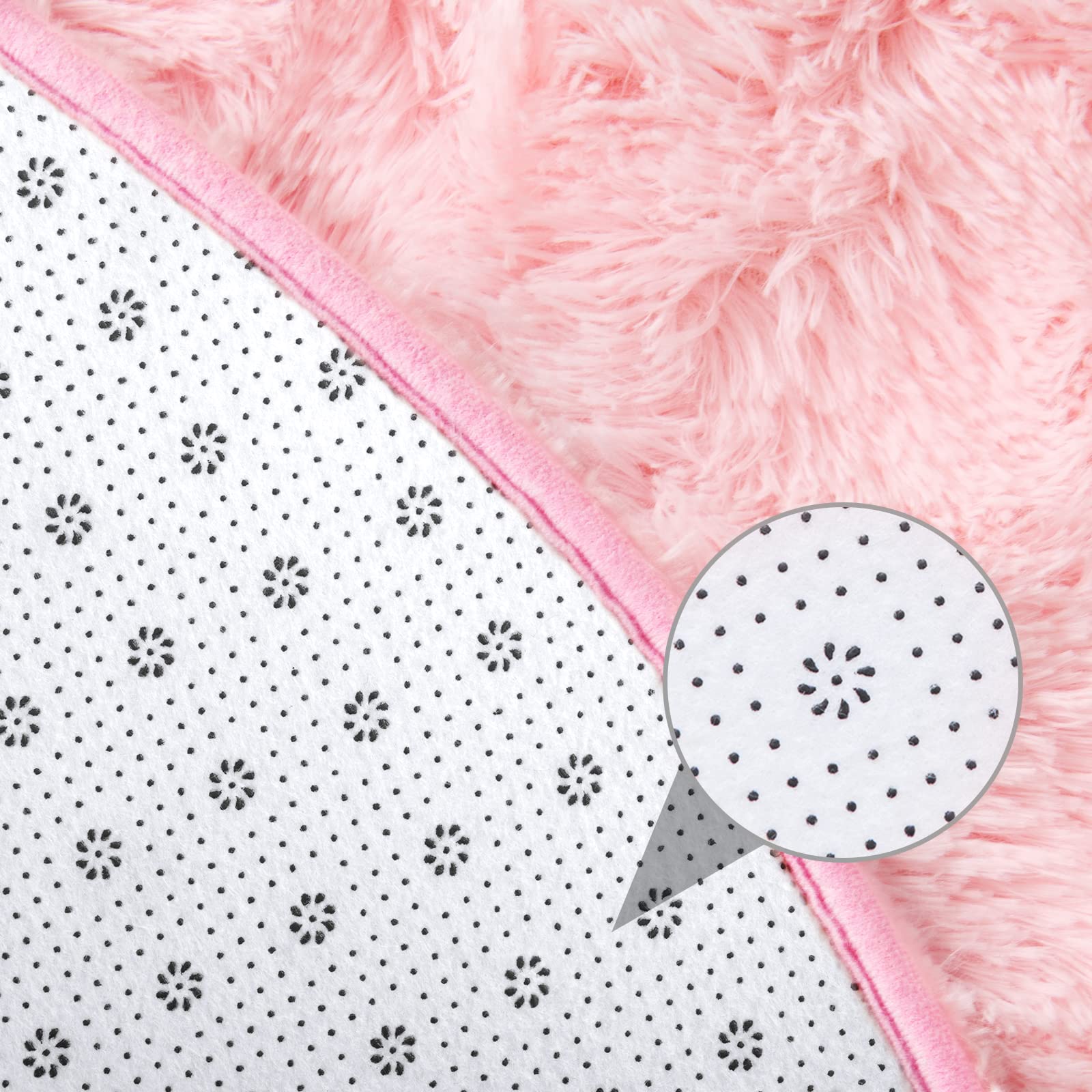 **Junovo Pink Round Fluffy Soft Area Rug 6x6 Feet - Plush Shaggy Carpet for Kids Girls Room, Princess Castle Nursery Rug, Cute Circle Carpet for Teens Bedroom & Home Decor - Perfect for Playrooms, Dorm Rooms & Cozy Spaces**