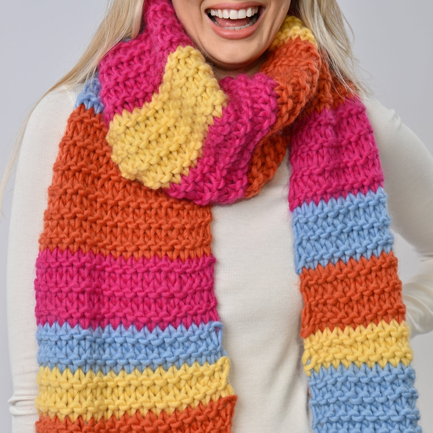 Rainbow Striped Scarf Knitting Kit for Beginners - DIY Knitting Supplies for Cozy Winter Accessories | Perfect Gift for Craft Lovers & Homemade Scarf Making