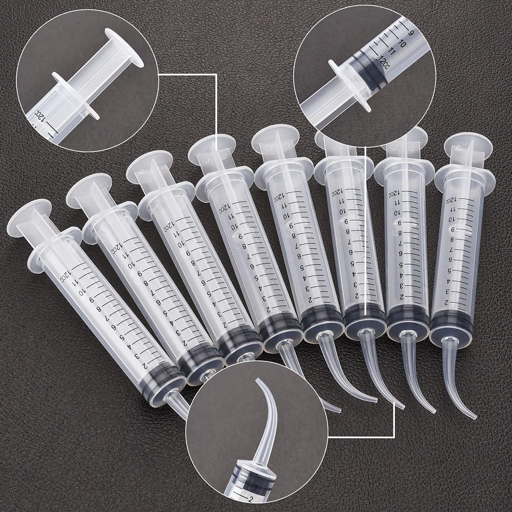 50 Pack Dental Irrigation Syringes with Curved Tip & Measurement - Oral Care Syringe for Tonsil Stones, Dentist Implants, Teeth Cleaning & Liquid Feeding - Perfect for Home Dental Care & Professional Use