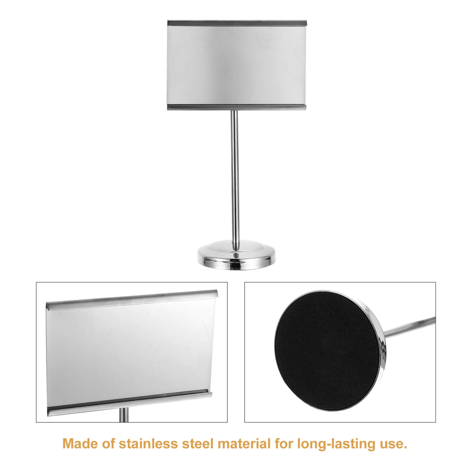 Premium Stainless Steel Business Card Holder - Hemoton Square Desk Name Stand with Memo Clip for Office, Events & Restaurants | Durable Seating Card Holder for Professional & Personal Use