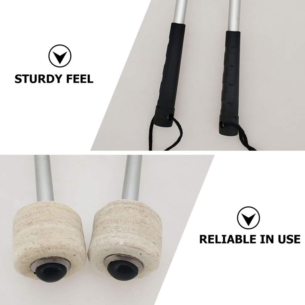 Professional Timpani Mallets with Felt Head & Stainless Steel Handle - Drum Mallet for Percussion Instruments | Perfect for Orchestras, Drum Kits & Music Classrooms