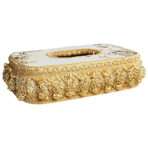 Elegant Gold Links Decorative Tissue Box Cover - Luxury Home Decor for Living Room, Bedroom & Bathroom