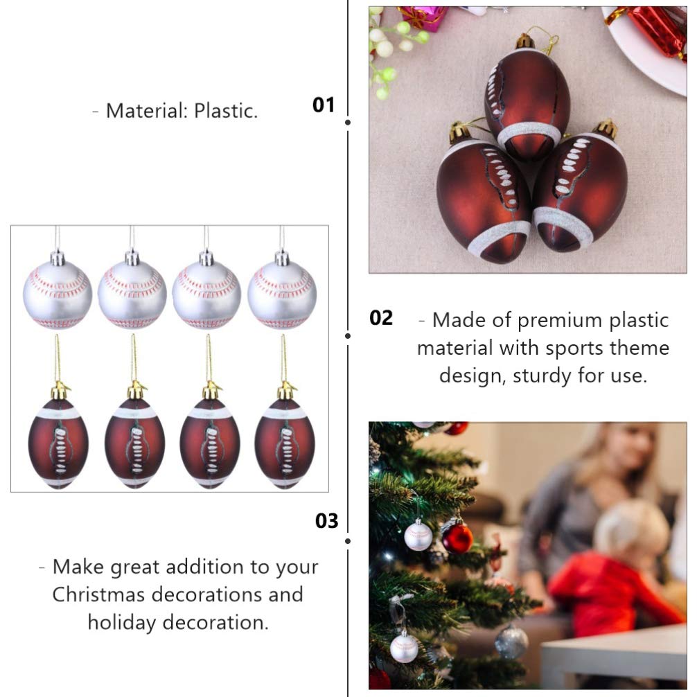 BESTOYARD 12-Piece Football Party Decorations Set - Sports Theme Tree Balls for Christmas, Holiday & Game Day Celebrations | Perfect for Football Themed Parties, Home Decor & Festive Gatherings