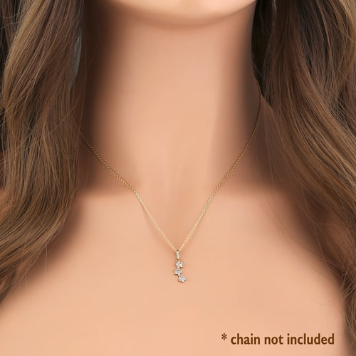 14K Yellow Gold Triple Plumeria CZ Pendant - Dainty Floral Jewelry for Women, Perfect for Beach Weddings, Summer Vacations & Boho Fashion