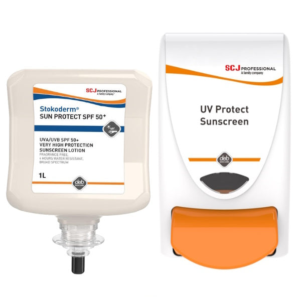 SC Johnson Deb Stokoderm Sun Protect SPF 50+ Sunscreen Lotion - Water Resistant, Broad Spectrum UVA/UVB Protection for Outdoor Sports & Beach Activities