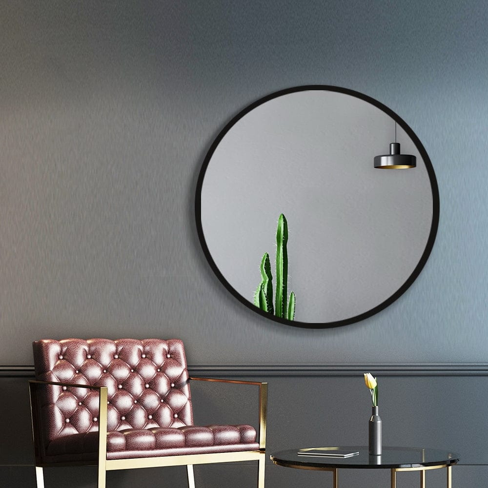 Embellir 20-Inch Round Wall Mirror - Black Framed Bathroom Makeup Mirror for Home Decor, Vanity & Bedroom - Perfect for Dressing Table, Bathroom & Living Room