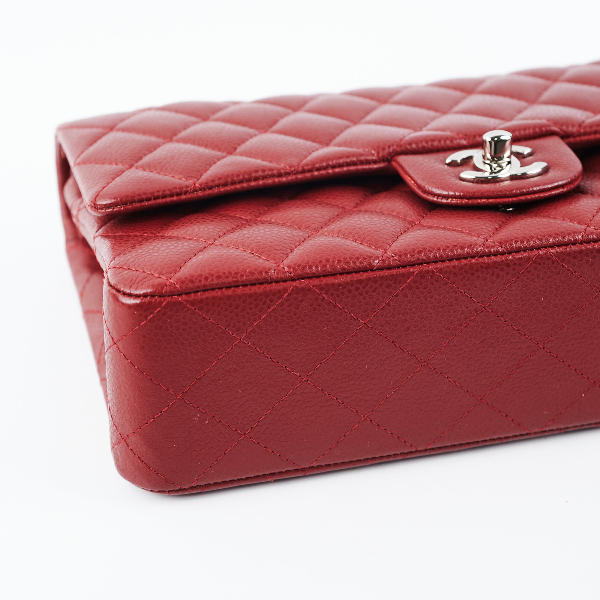 Chanel Medium/Large Caviar Double Classic Flap Bag in Red | Luxury Designer Handbag for Women | Perfect for Parties, Date Nights & Special Occasions