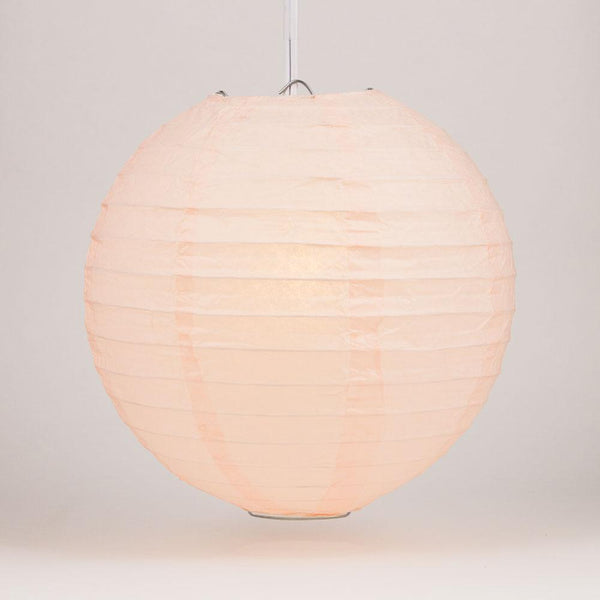 5 Pack 8 Inch Rose Quartz Pink Round Paper Lanterns with Even Ribbing - Chinese Hanging Decorations for Wedding, Party, Baby Shower & Home Decoration | Perfect for Indoor & Outdoor Events