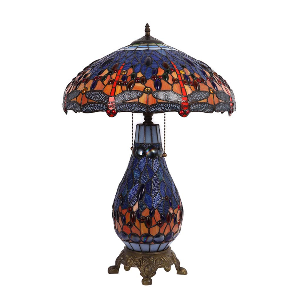 Vintage Tiffany Style Table Lamp - European Inspired Desk Lamp with E27 Bulb (110V-220V) for Home Office, Living Room & Bedroom Decor