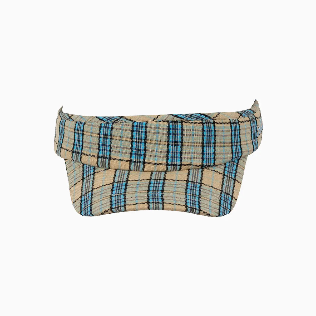 Classic Khaki Blue Tartan Visor Cap for Men & Women - Vintage Plaid Golf Hat with Adjustable Strap - Perfect for Golf, Tennis, Hiking and Outdoor Sports