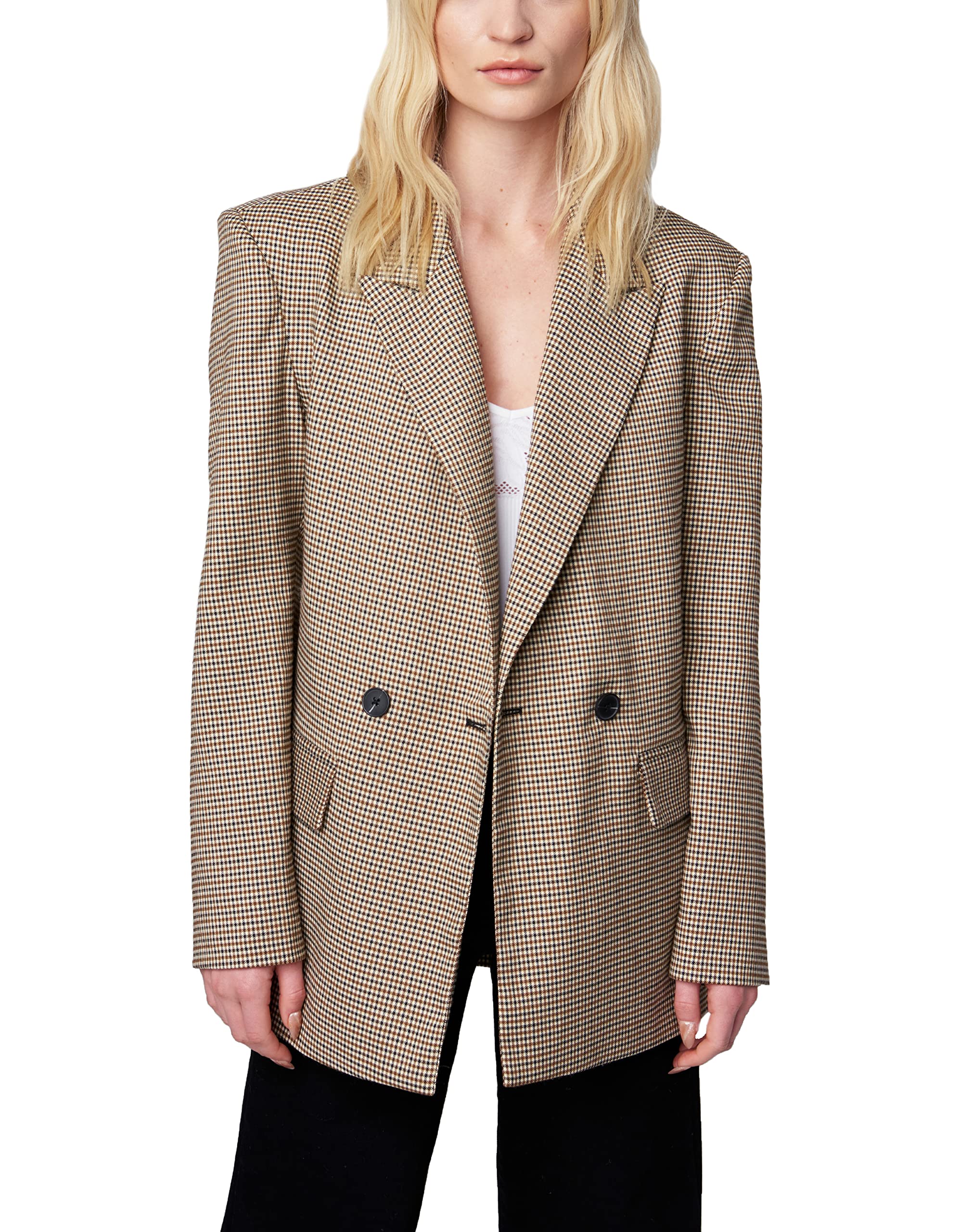 BLANKNYC Women's Plaid Blazer Jacket - Stylish Office Wear & Casual Outfit for Work, Business Meetings and Date Nights