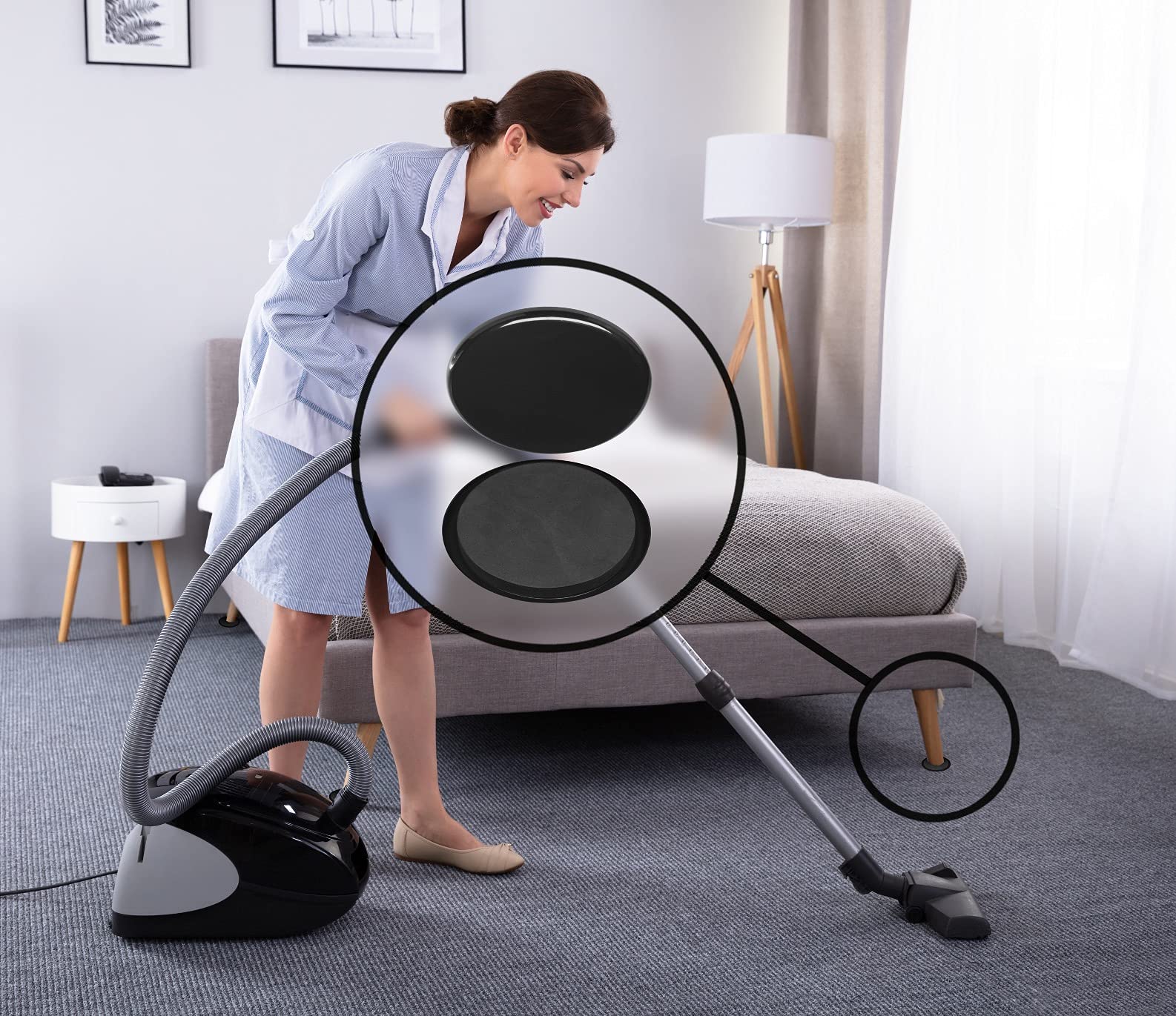 Premium 2-1/4 Inch Round Furniture Sliders for Carpet & Hardwood Floors - 16 Pack Heavy Duty Plastic Slider Pads - Reusable Furniture Moving Discs for Sofa, Couch, Table & Chair - Easy Glide Home & Office Furniture Protection