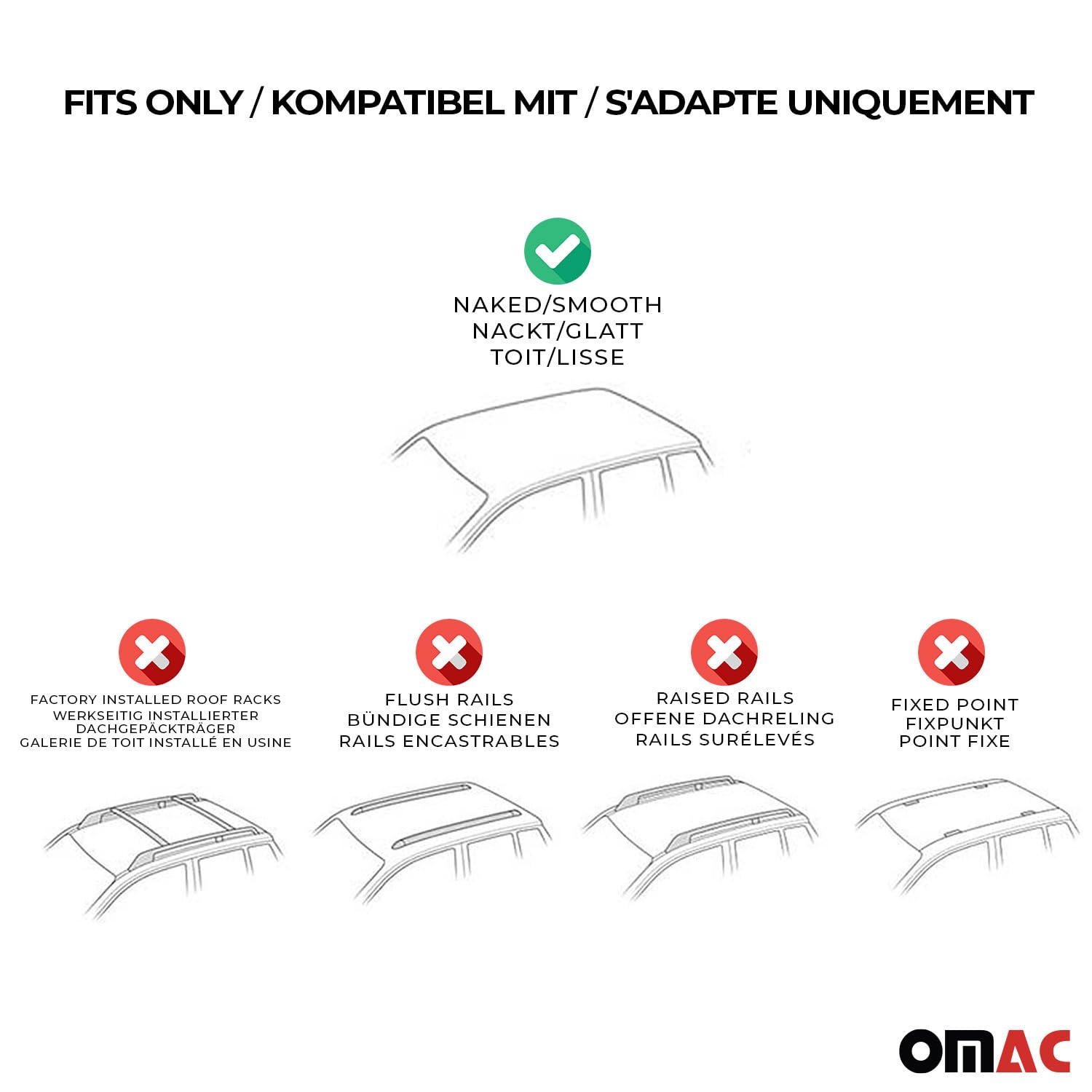 OMAC Universal Roof Rack Cross Bars - 2-Piece Aluminum Cargo Carrier for Hyundai Elantra 2017-2025 (Gray) | Perfect for Road Trips, Camping Gear & Outdoor Adventures