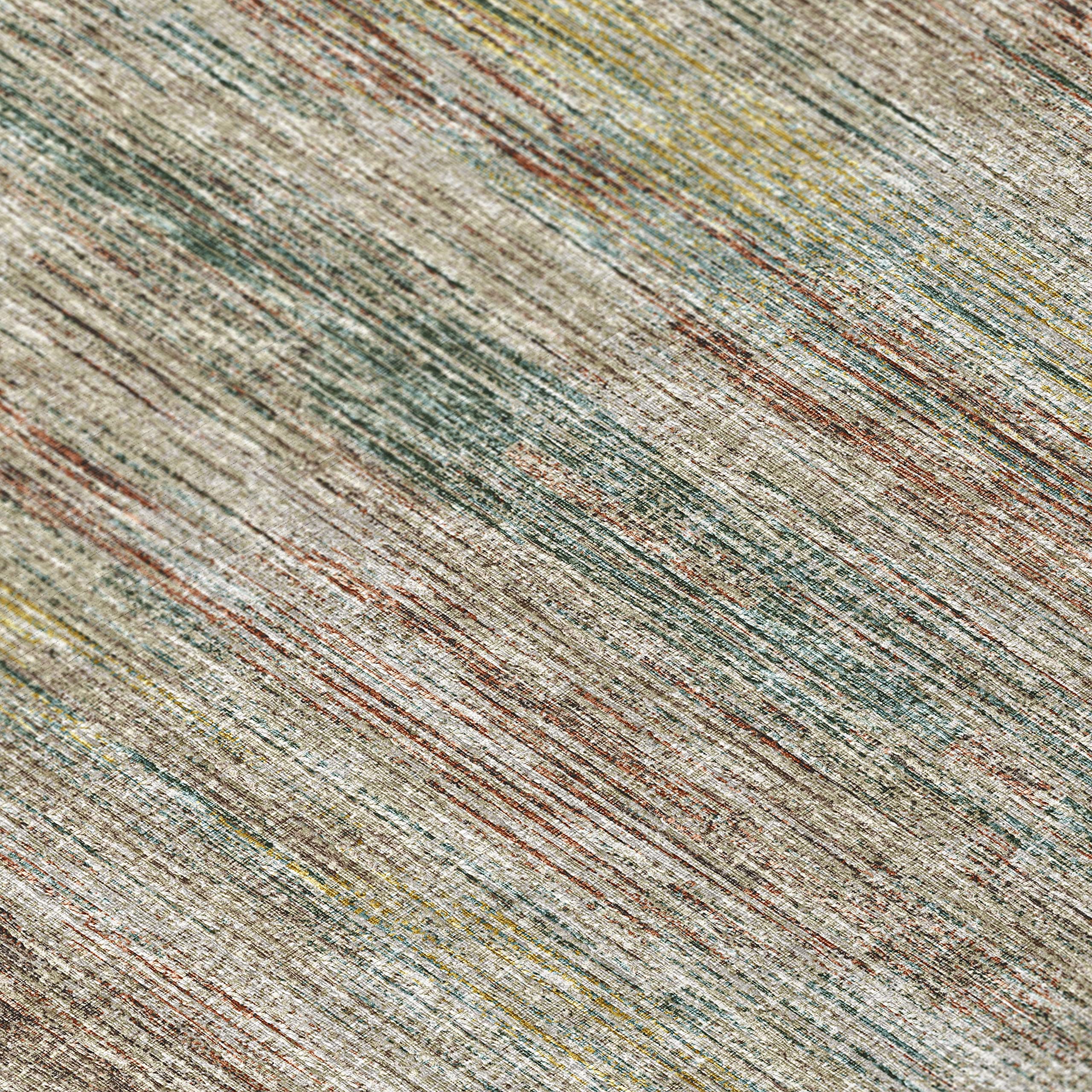 Addison Rugs Marston 8' x 8' Transitional Multi Indoor/Outdoor Round Area Rug - Machine Washable, Non-Shedding, Easy Clean - Perfect for Bedroom, Living Room, Dining Room, Kitchen & Patio Decor