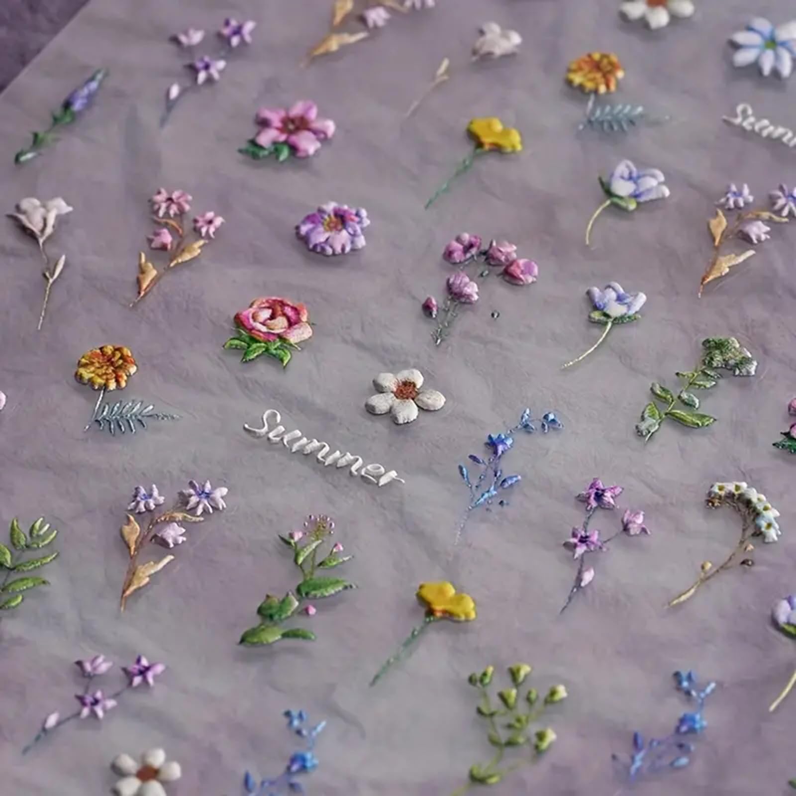 5D Floral Nail Art Stickers - Spring Daisy Flower Decals, Self-Adhesive Manicure Supplies for Women, Cute Embossed Nail Accessories (1pc) - Perfect for DIY Nail Design, Home Spa & Spring Party Nail Decorations