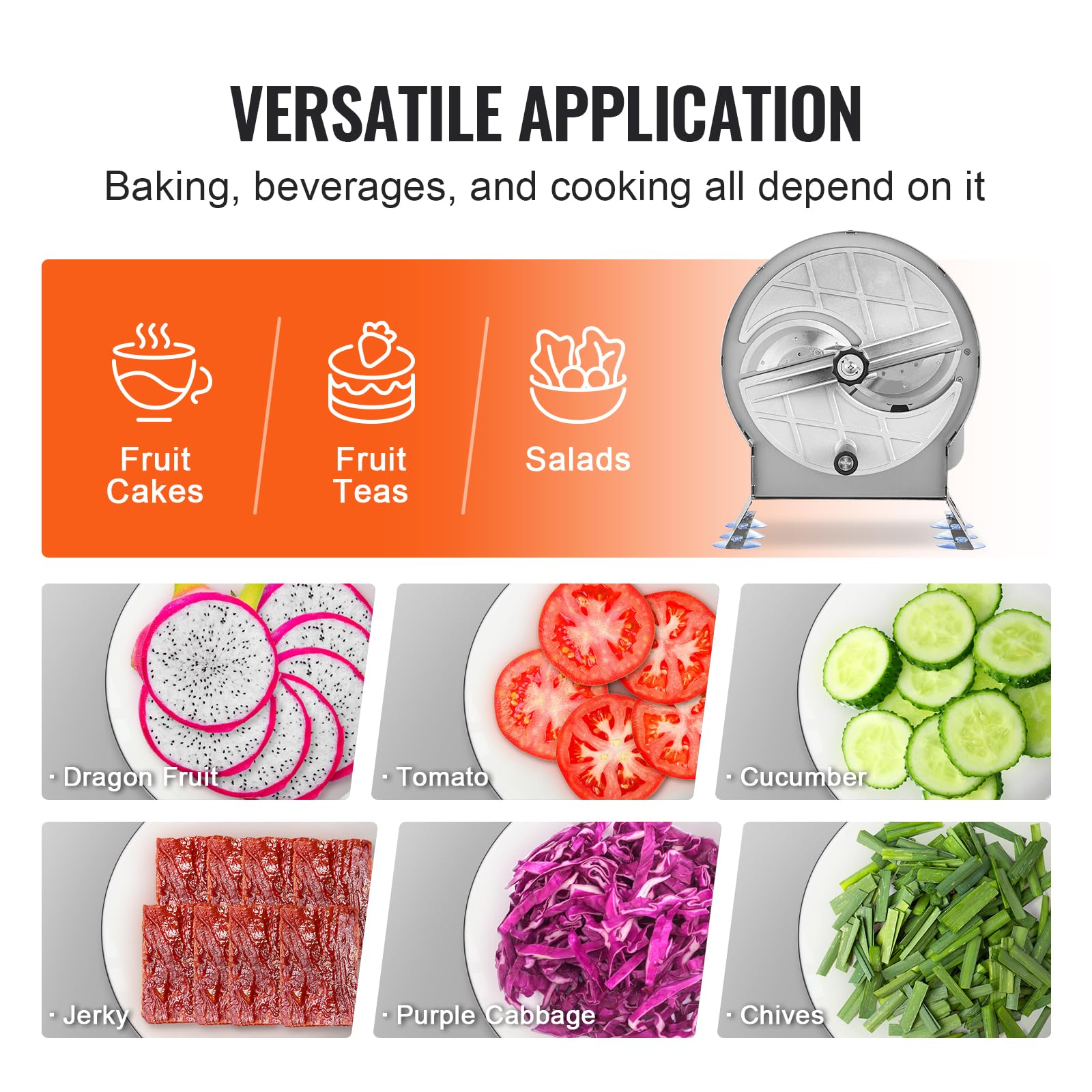 VEVOR Adjustable Stainless Steel Vegetable & Fruit Slicer - 0-12mm Thickness Commercial Food Cutter with 2 Blades - Perfect for Potatoes, Cucumbers, Tomatoes - Ideal for Restaurants, Catering & Home Kitchen Prep