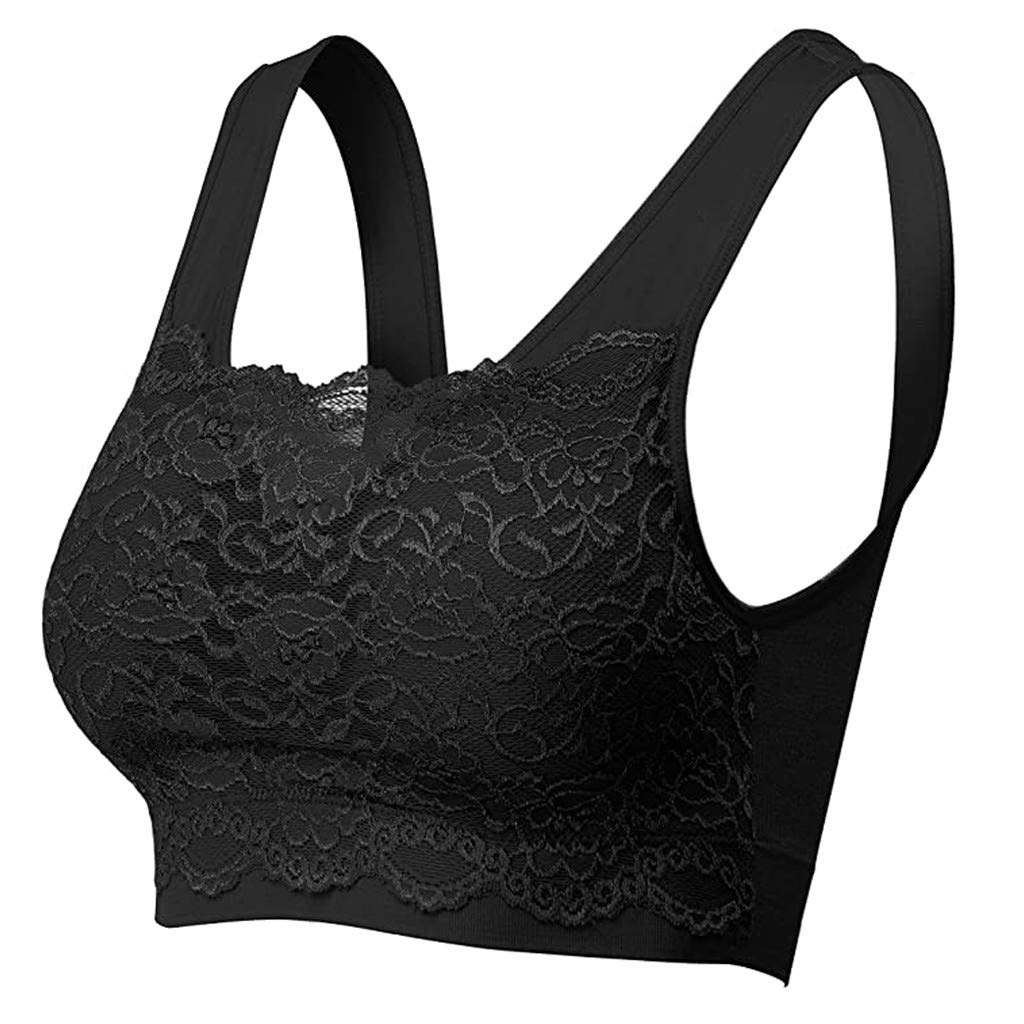 Wireless Comfort Seamless Bras for Women - Lace Bralette with Built-in Support, Yoga Cami Bras for Everyday Wear & Lounge
