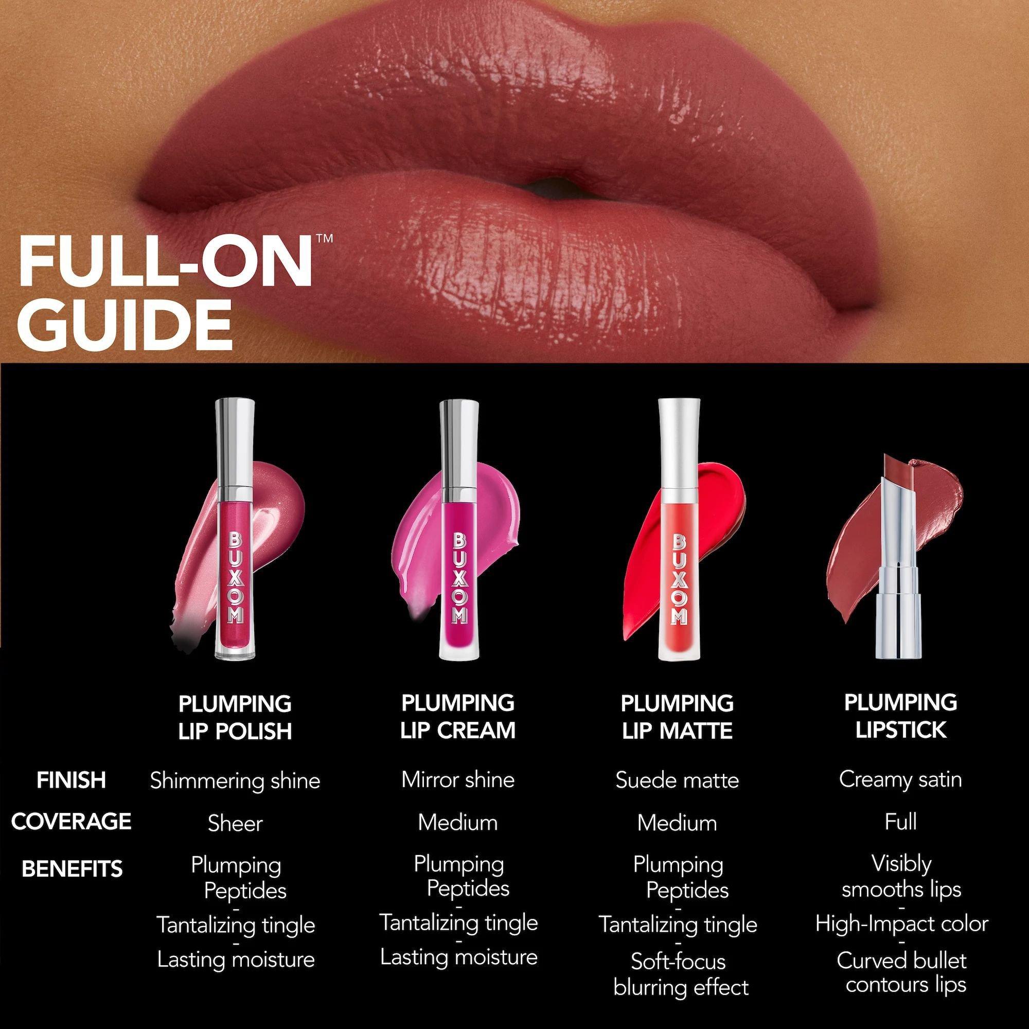 Buxom Full On Plumping Lipstick Satin - Hydrating Lip Color with Volumizing Effect for Luscious Lips | Perfect for Date Night, Parties & Everyday Wear