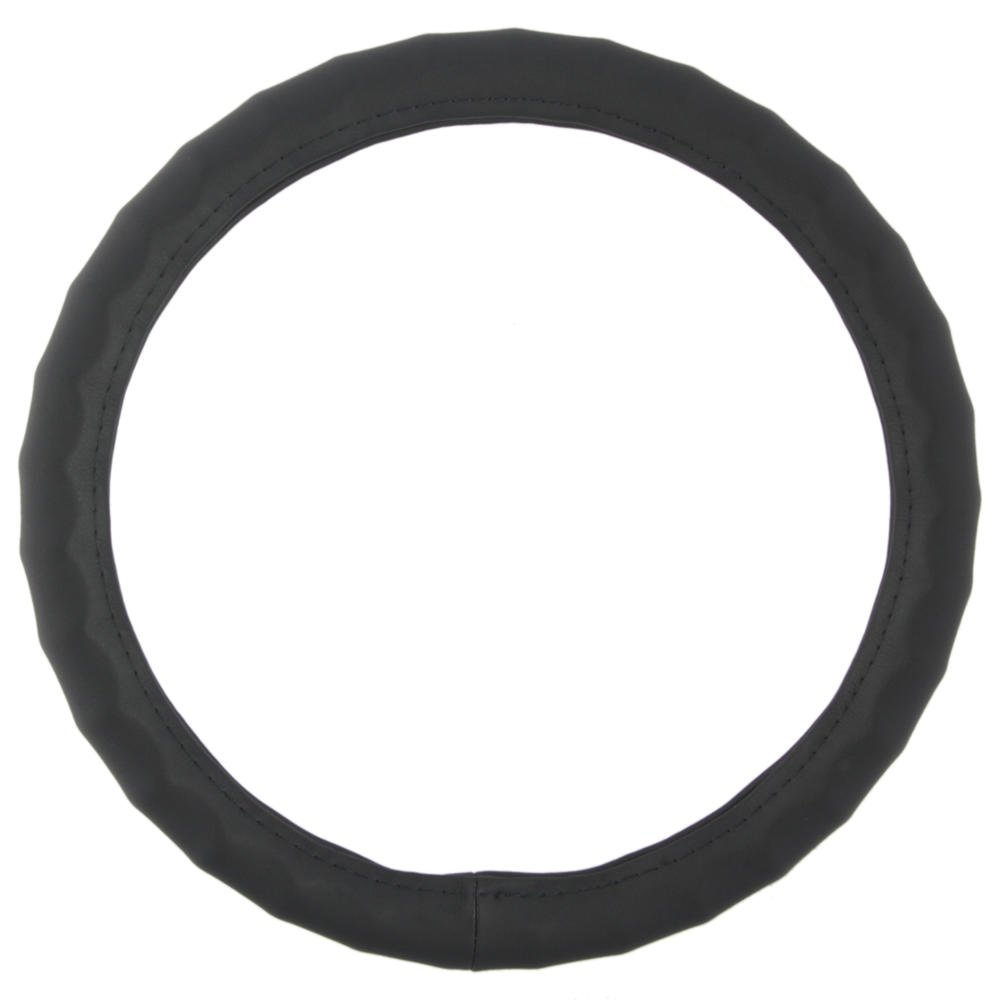 Premium Motor Trend Ergonomic Grip Steering Wheel Cover - Genuine Leather (Black) for Cars, SUVs & Boats (13.5-14.5
