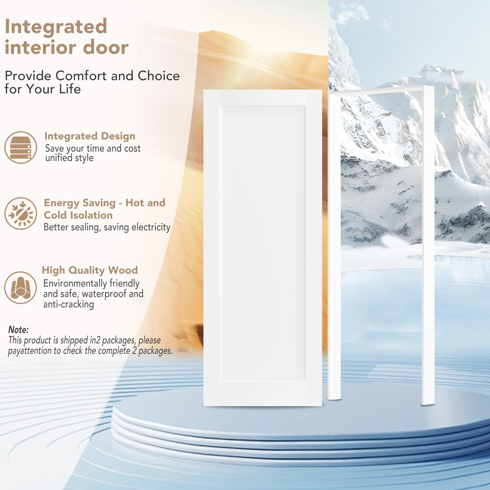 30in x 80in 5-Panel Prehung Interior Door with Jamb Frame - DIY Paintable French Style for Bedroom, Kitchen & Study | Easy Installation, Hinges & Handles Not Included | Perfect for Home Renovation & Room Dividers