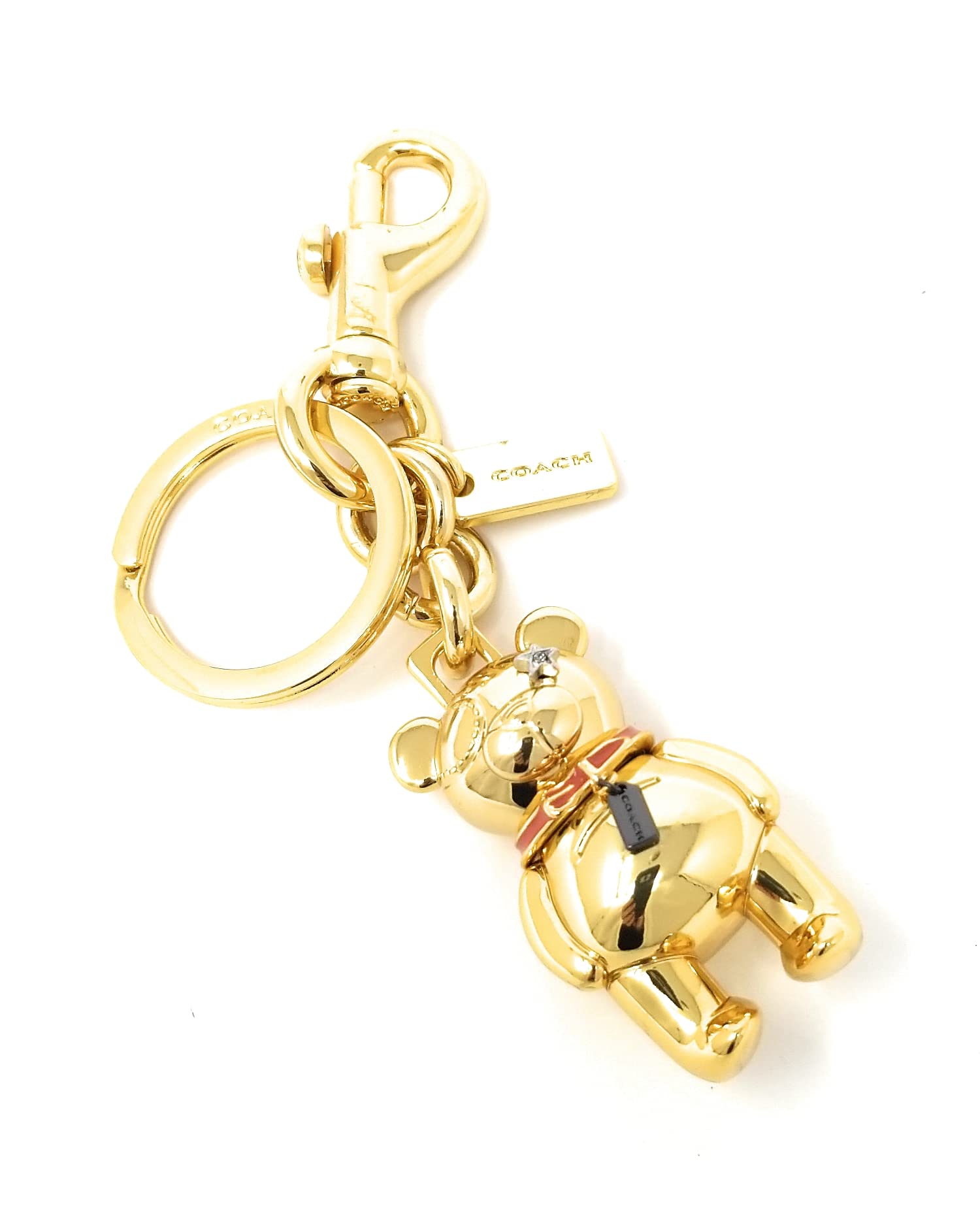 Coach Women's 3D Bear Charm Keychain - Stylish Leather Key Ring for Handbags, Backpacks & Gift Giving (Perfect for Coach Bags, Wallets & Accessories)
