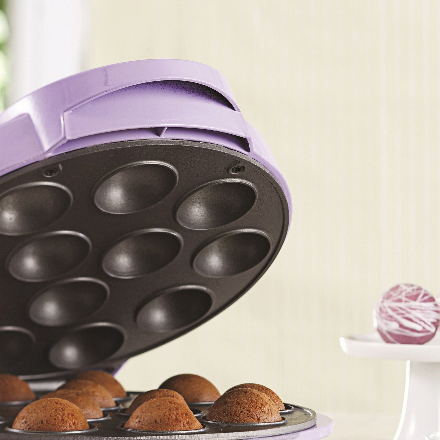 Brentwood Appliances TS-254 Electric Cake Pop Maker Machine - 12 Cake Pops at Once, Purple - Perfect for Birthday Parties, Baby Showers & Holiday Baking