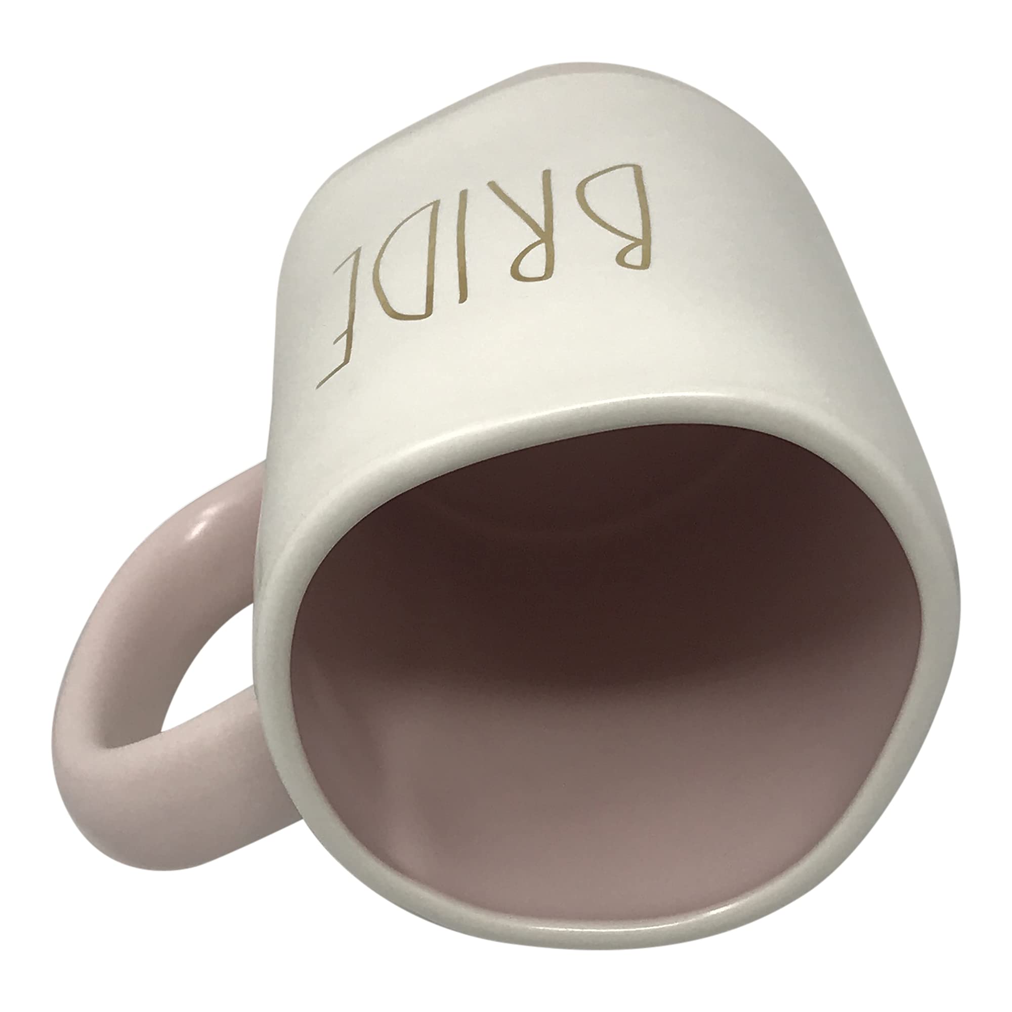 Rae Dunn Coffee Mug & Tea Cup Set for Wedding Gift - Bride & Groom Pink Bottom Interior - Perfect for Bridal Shower, Anniversary & Couple's Morning Coffee Ritual