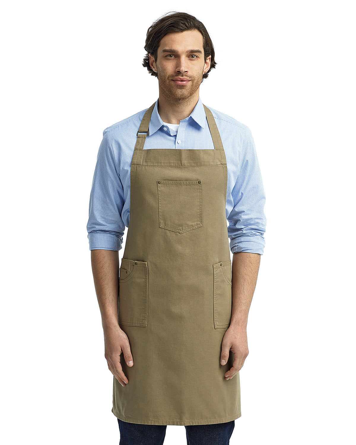 Reprime RP132 Unisex Cotton Chino Bib Apron - Artisan Collection for Cooking, Baking & Grilling - Durable Kitchen & BBQ Apron for Chefs & Home Cooks
