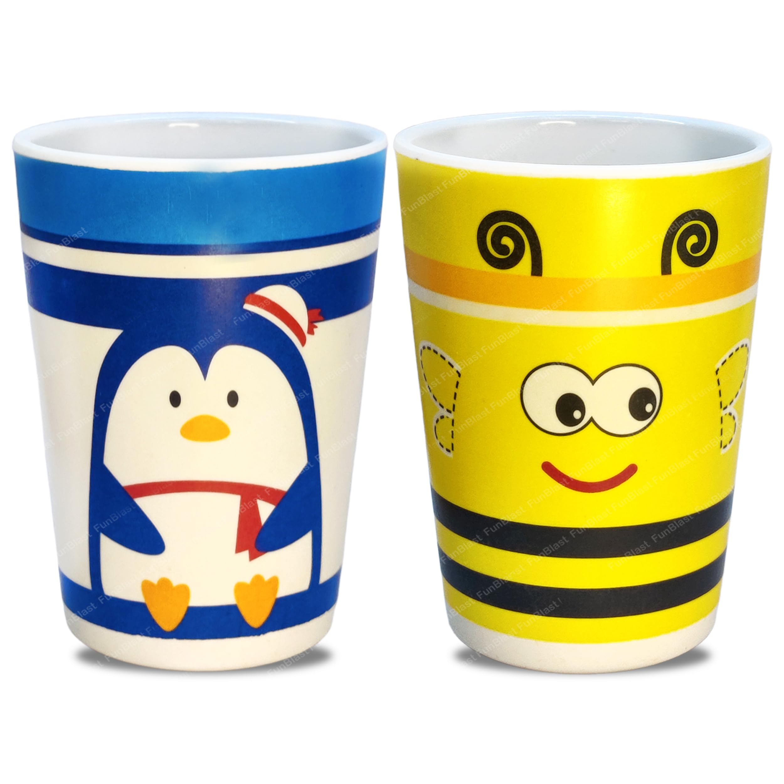 FunBlast 380ml Eco-Friendly Bamboo Fiber Drinking Glasses - Reusable Cups for Water, Juice, Tea & Coffee - BPA-Free Kids Tumbler Set (2-Pack, Assorted Colors) - Perfect for Home, Office, Picnics & Outdoor Activities