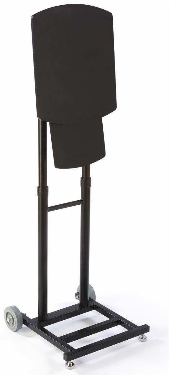 Displays2go Black Steel & MDF Foldable Laptop & Projector Stand with Wheels - Portable Presentation Cart for Office, Classroom & Conference Room Use