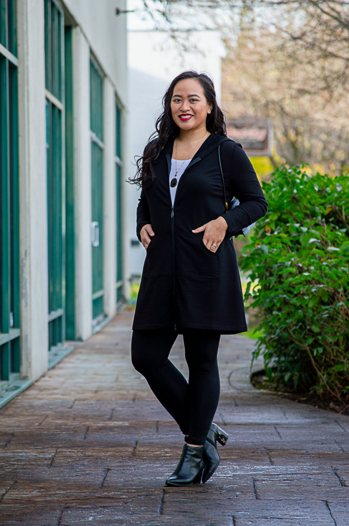 Cortes Jacket for Men & Women - Soft Bamboo Fleece Lined Winter Coat in Black - Perfect for Outdoor Activities & Casual Wear