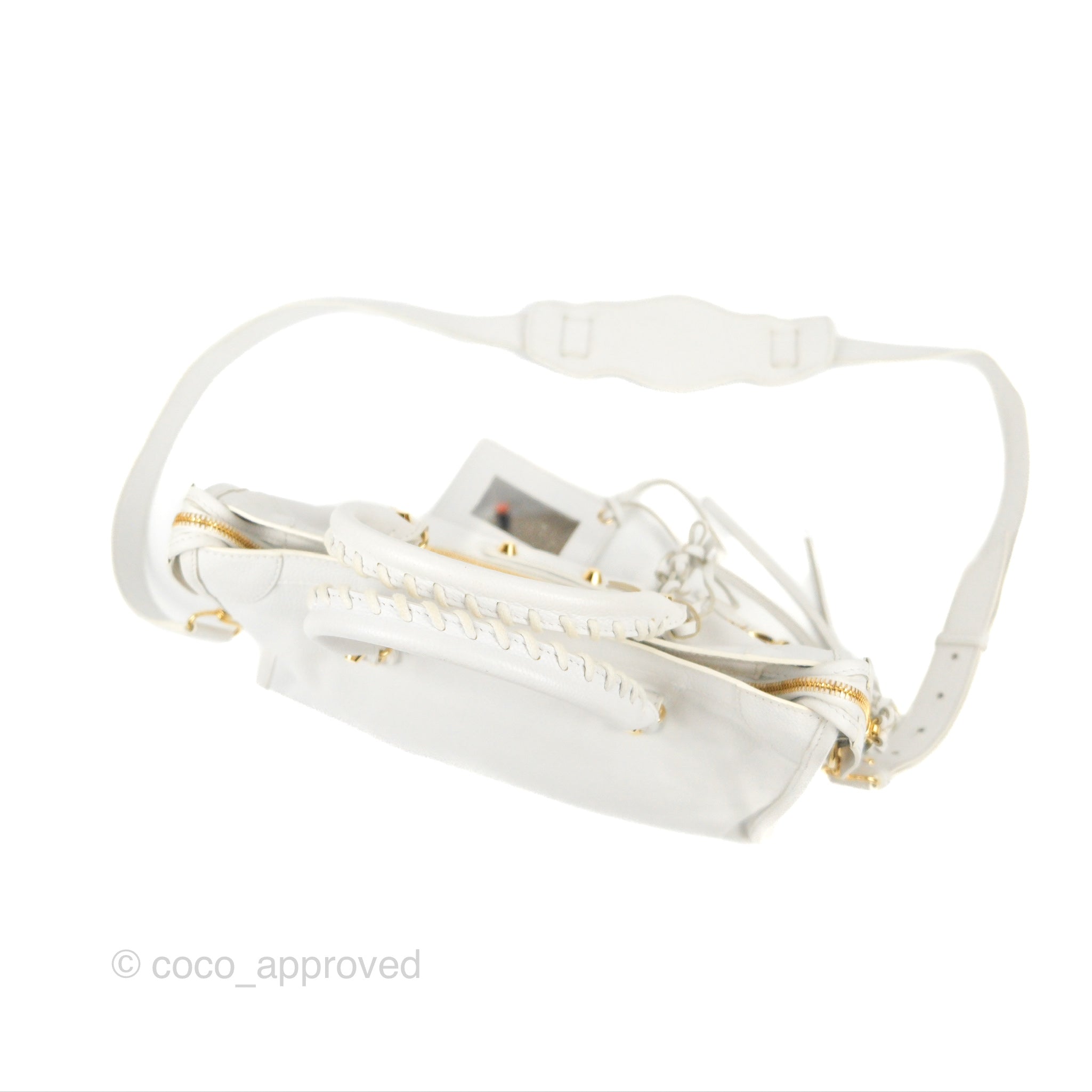 Balenciaga Classic Small City Bag in White Aged Calfskin with Gold Hardware - Perfect for Everyday Luxury & Fashion Outfits