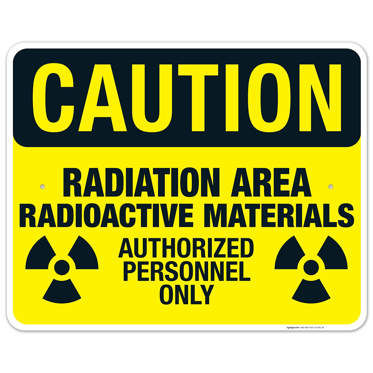 Radiation Area Radioactive Materials Authorized Personnel Only Sign - OSHA Compliant Warning Sign - 24x30 Inch Rustproof Aluminum Sign - Fade Resistant for Indoor/Outdoor Use - Made in USA - Perfect for Nuclear Facilities, Laboratories & Hazardous Work Zones