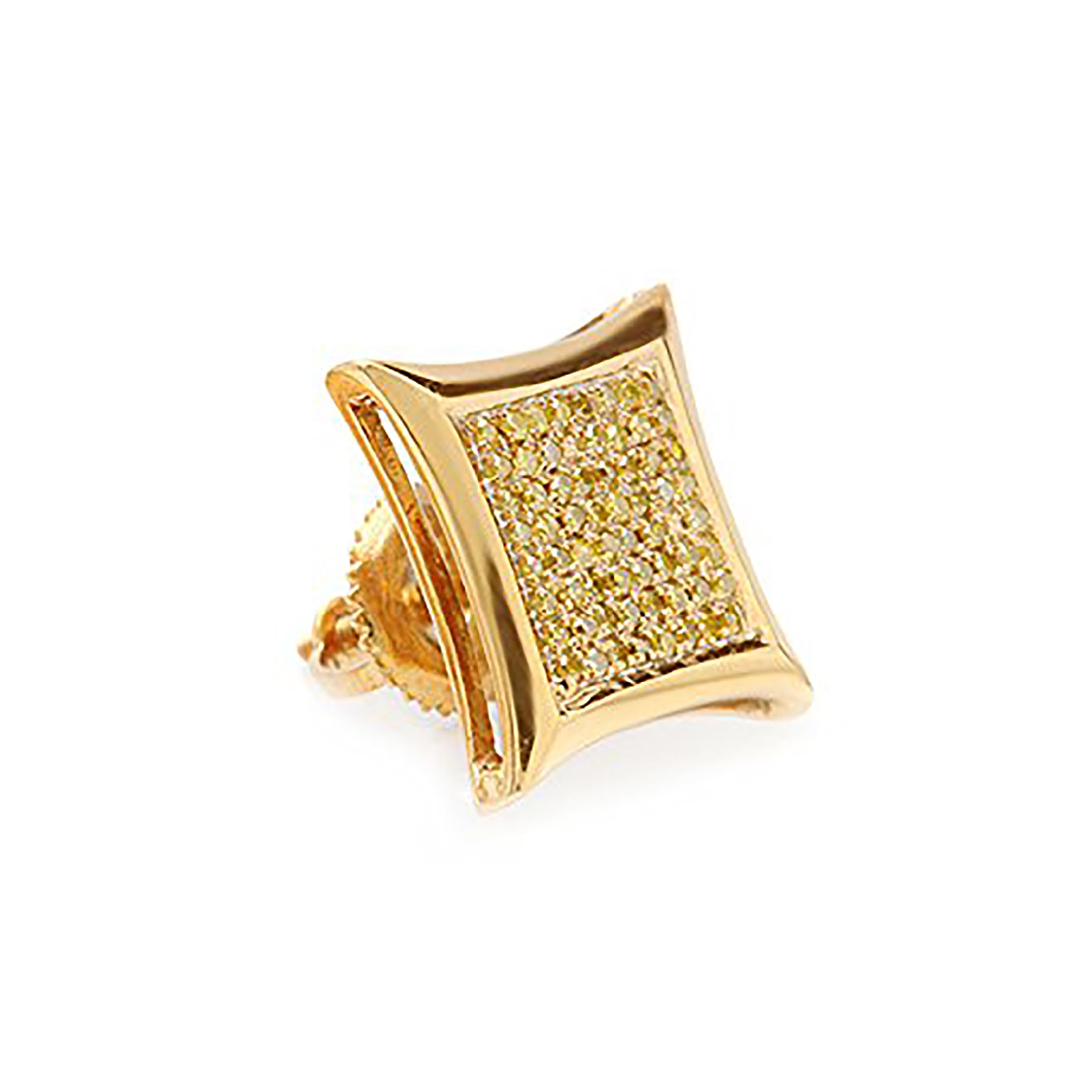 Dazzlingrock 0.17ct Round Yellow Diamond Kite Stud Earrings - Micro Pave Setting - 14K Gold (1 Piece) | Elegant Gift for Women, Perfect for Parties & Special Occasions
